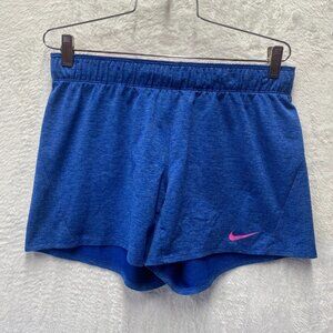 Nike Dri-Fit Shorts Women's Medium Blue High-Waisted Gym & Training Drawstring